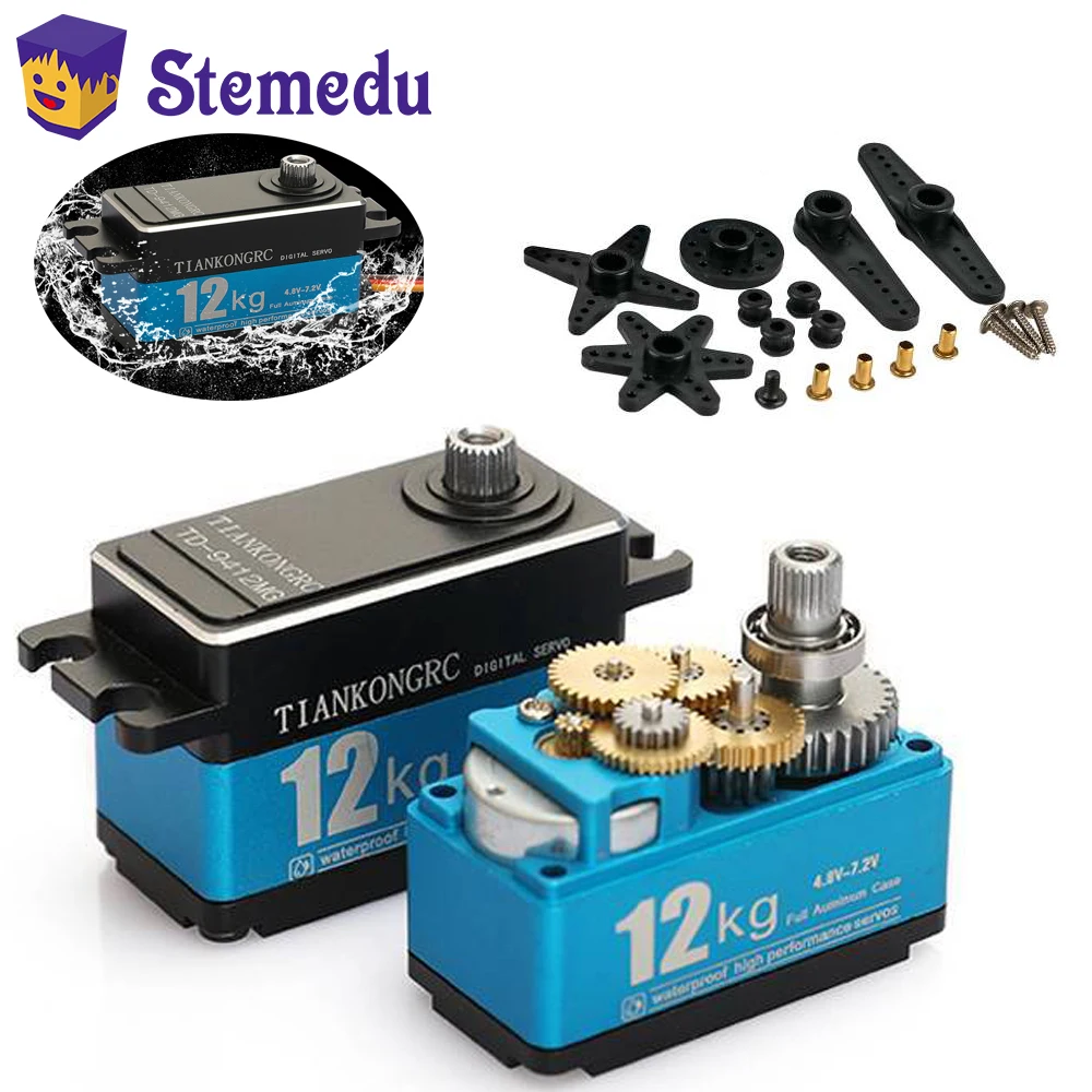 Rc Hobby Shops - มอเตอร์แปรงถ่านเซอร์โวระบบดิจิทัล TD-9412MG แรงบิดสูง12กก. มอเตอร์แบบสั้น180/270/360องศาสำหรับหุ่นยนต์1:10 1:8 mobil