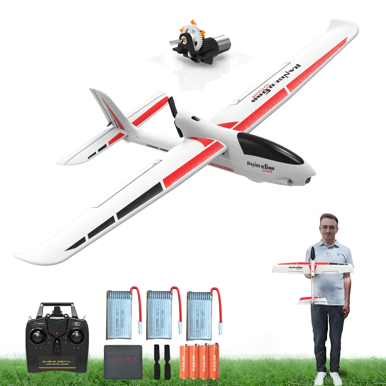 Rc Planes Horizon Hobby - เครื่องบินบังคับวิทยุ VOLANTEXRC สำหรับผู้ใหญ่, เครื่องร่อนบังคับวิทยุ 4 ช่องสัญญาณ