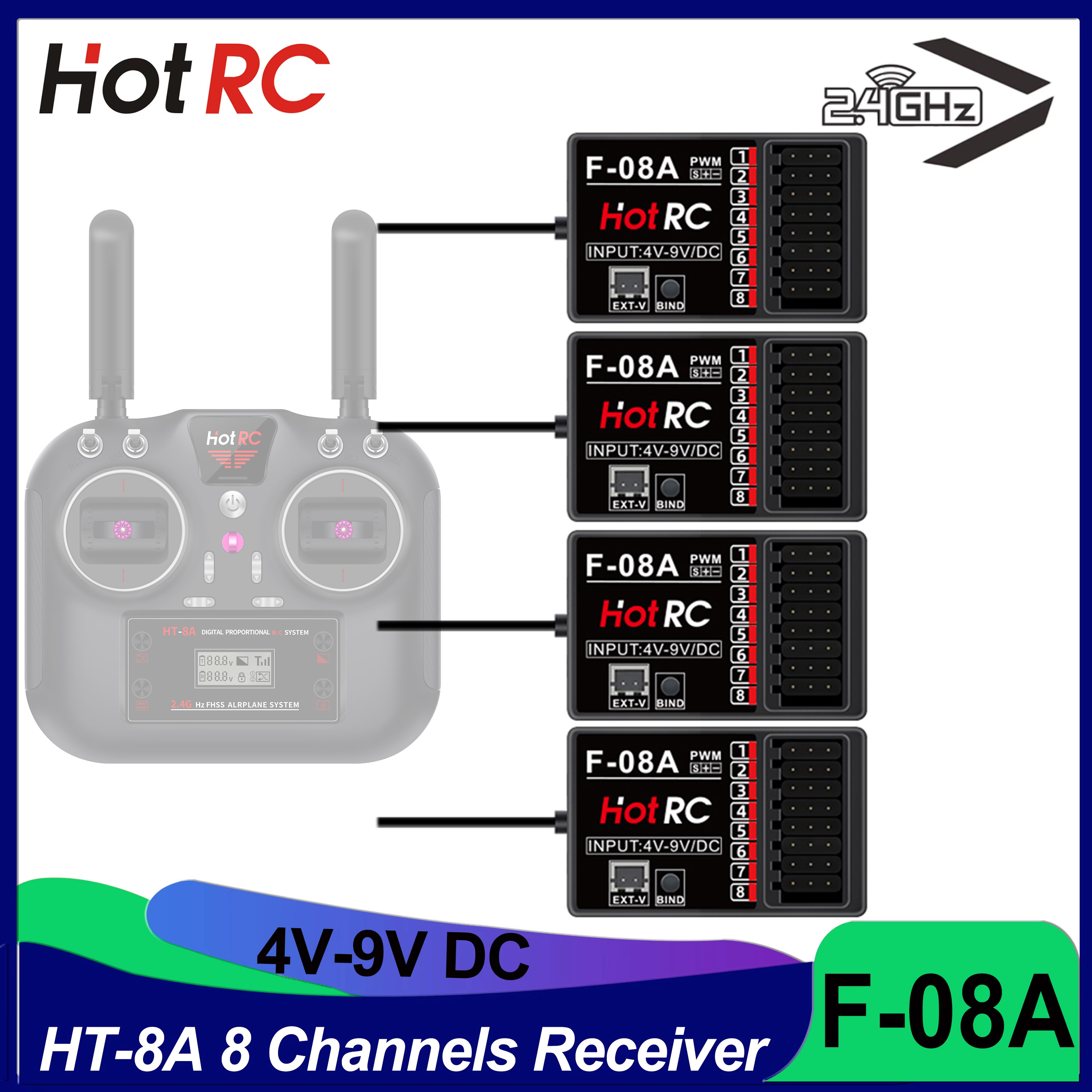 Rc Hobbies - HOTRC รุ่น RC อะไหล่ 8 ช่องผสมฟังก์ชั่นควบคุมตัวรับสัญญาณ