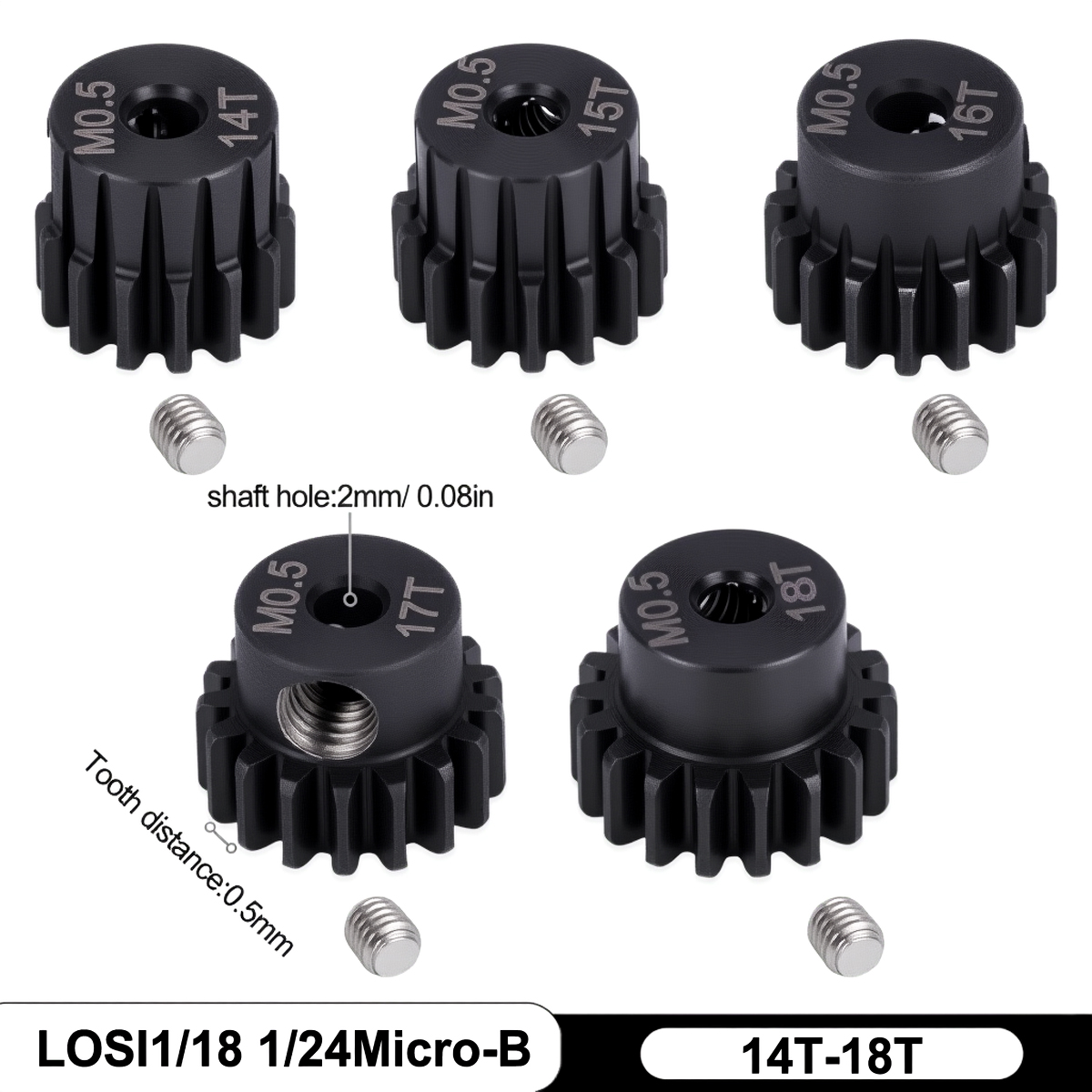 Rc Hobby Shops - M0.5 2 มม.เพลา 14T-18T เกียร์โลหะ, สำหรับ